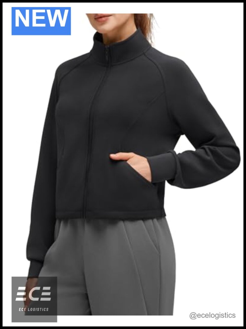 Women's Zip Up Mock Neck Sweatshirt Jacket with Pockets